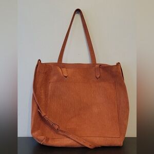Madewell Medium Transport Tote Russet Corduroy Suede Italian Leather Sold Out